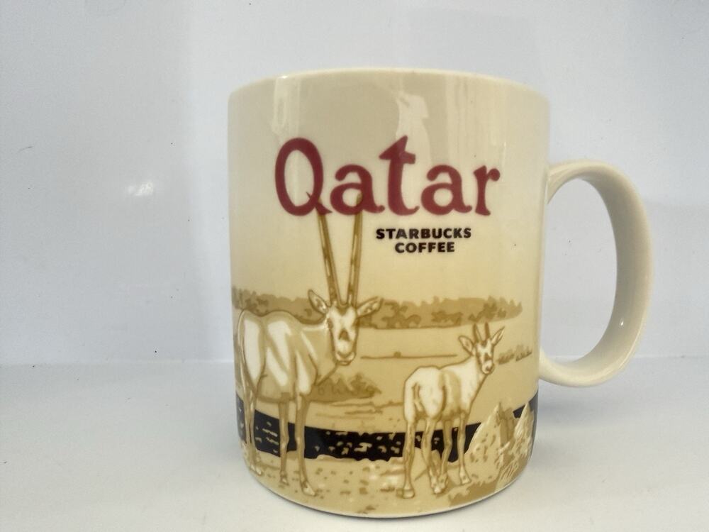 Starbucks Qatar Coffee City Mug 16 fl oz White Brown Red Beige 2012